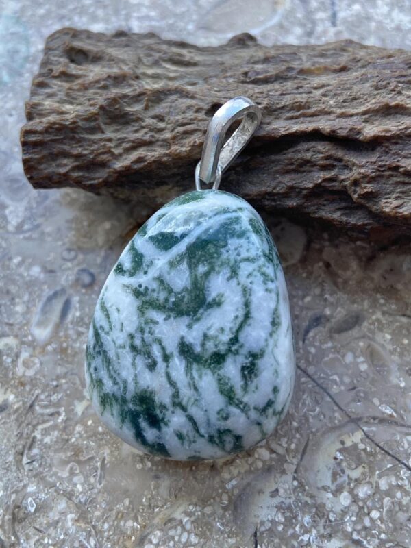 Tree Agate Silver Pendant