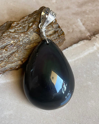 Rainbow Obsidian Silver Pendant