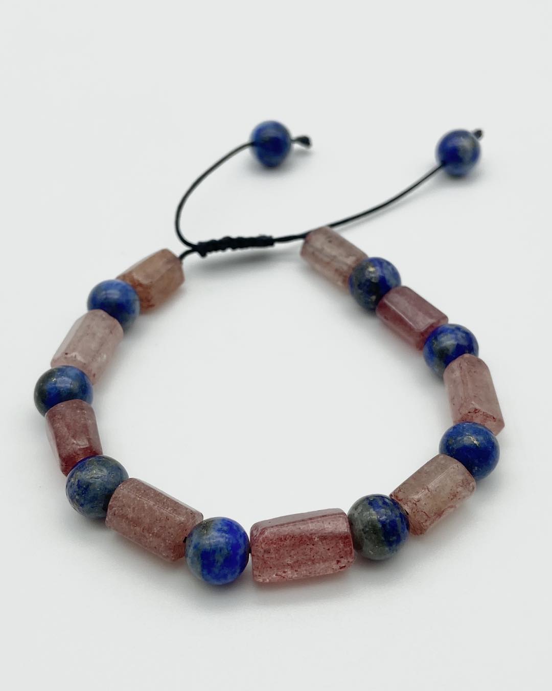 Strawberry Quartz & Lapis Lazuli Free Size Bracelet