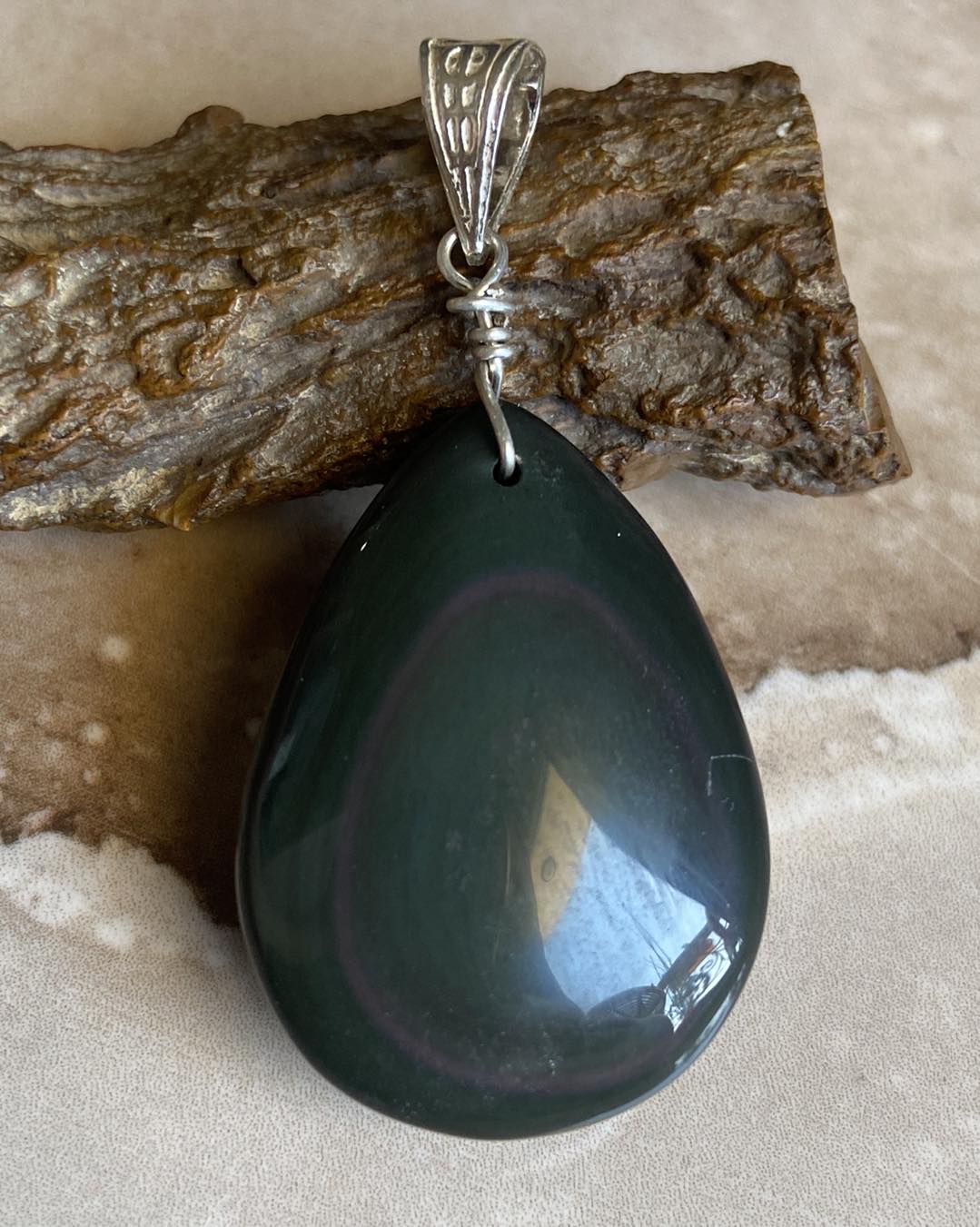 Rainbow Obsidian Silver Pendant