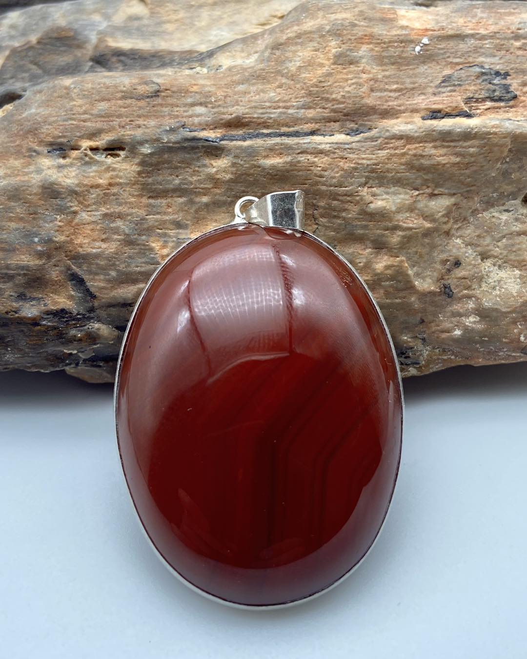 Red Agate Silver Pendant