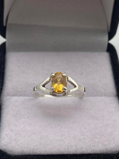 Yellow Citrine Silver Ring