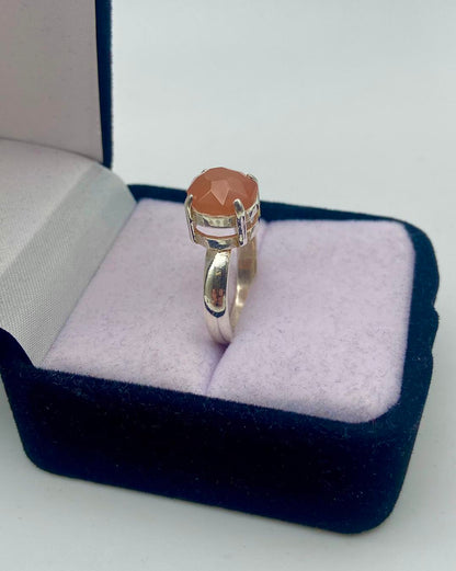 Hessonite Garnet Silver Ring