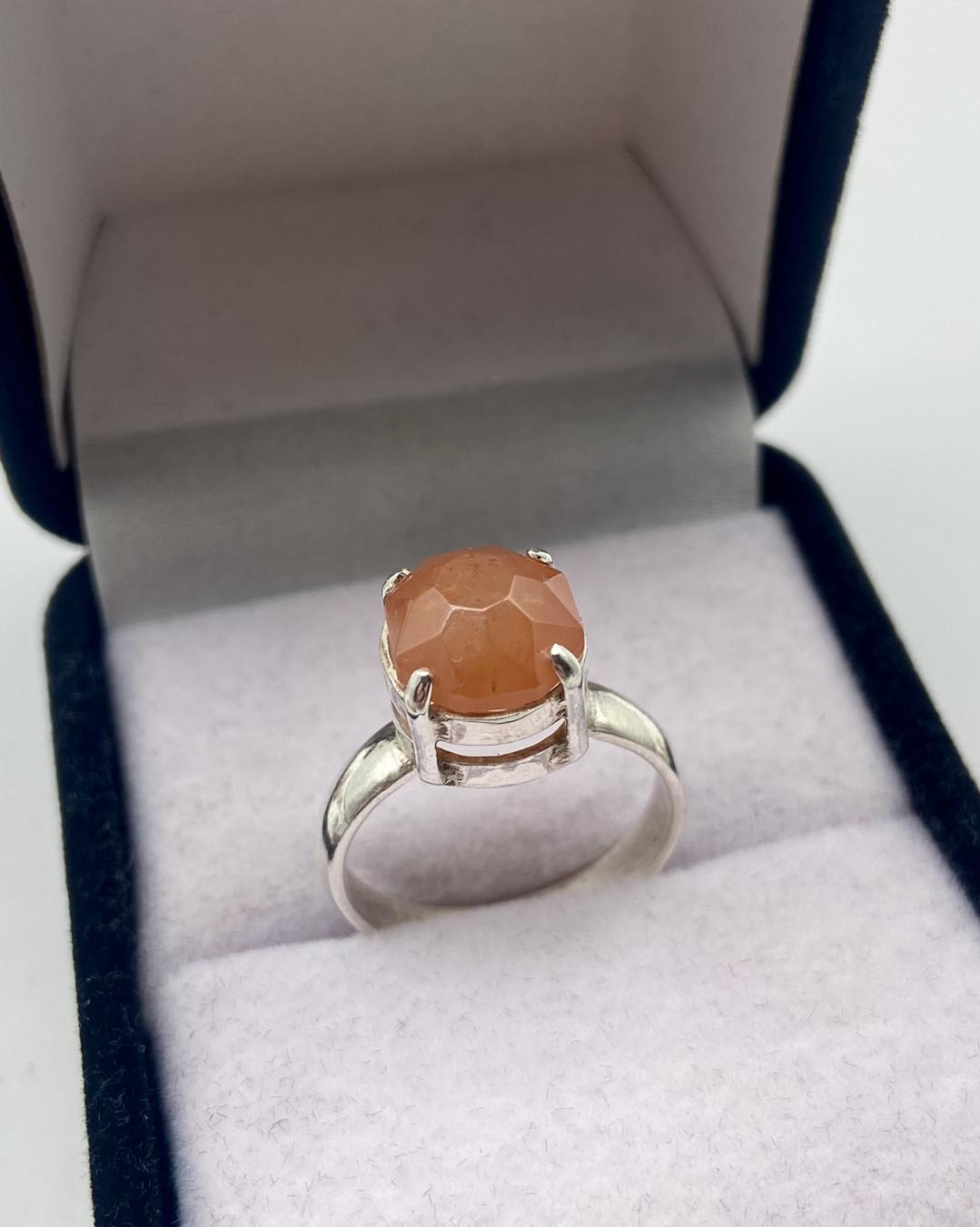 Hessonite Garnet Silver Ring