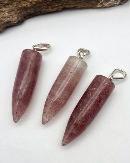 Strawberry Quartz Silver Pendants