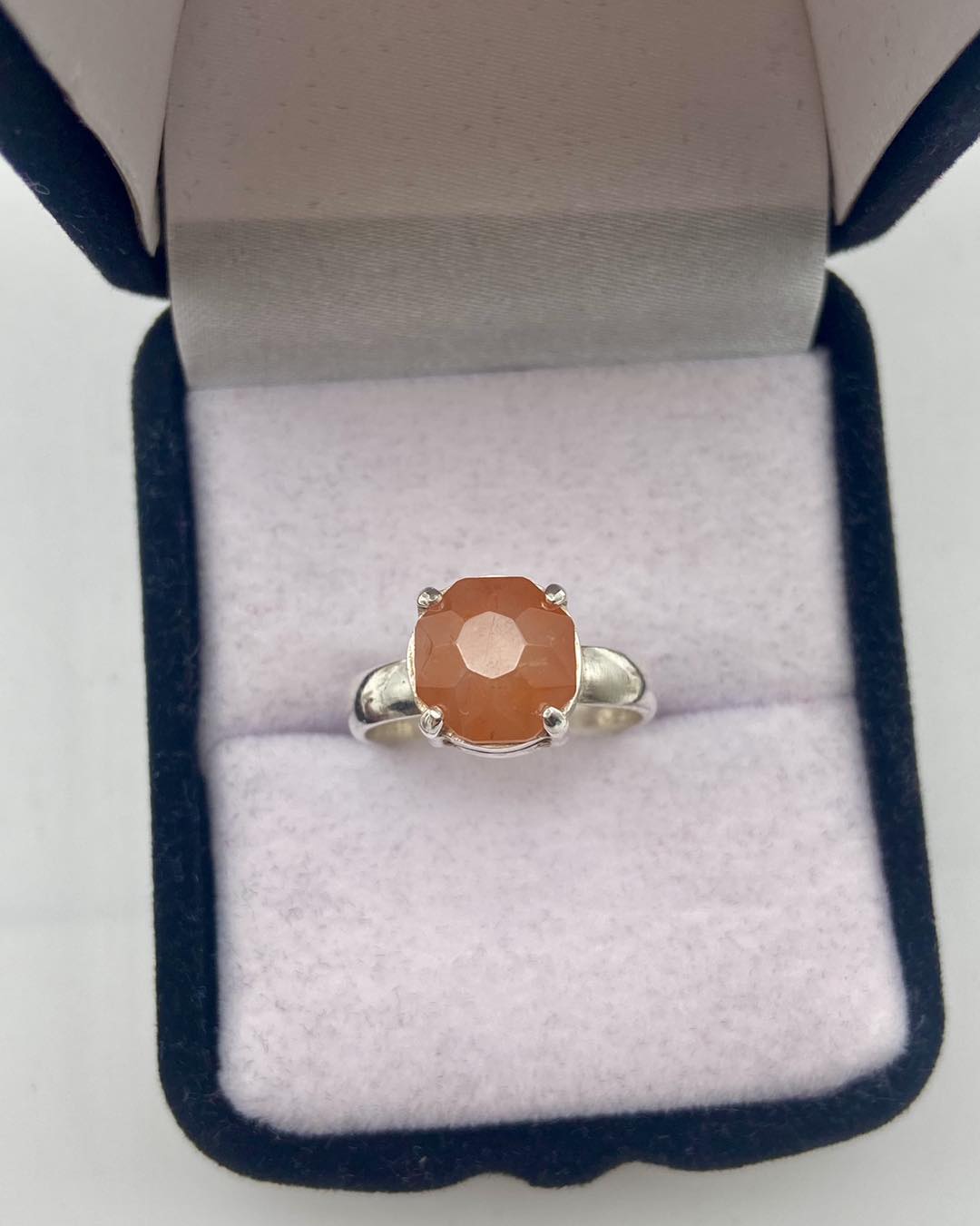 Hessonite Garnet Silver Ring