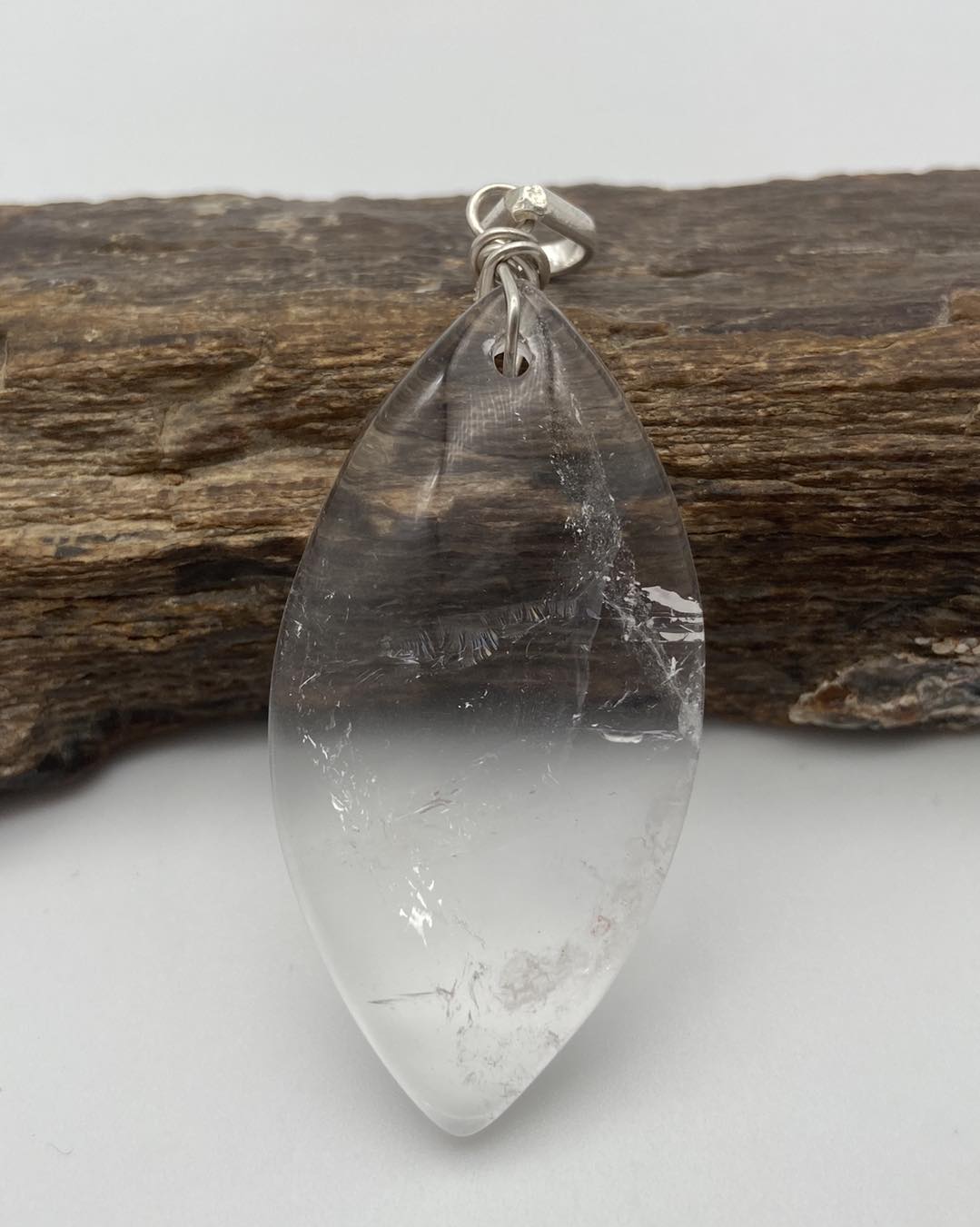 Clear Quartz Silver Pendants