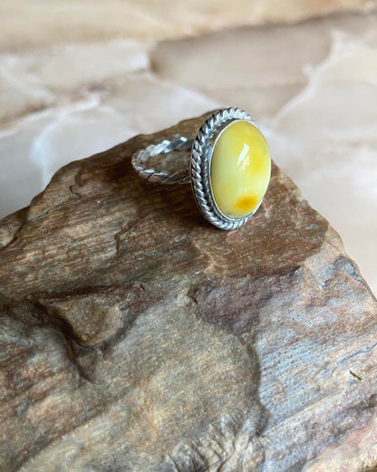 Amber Silver Ring