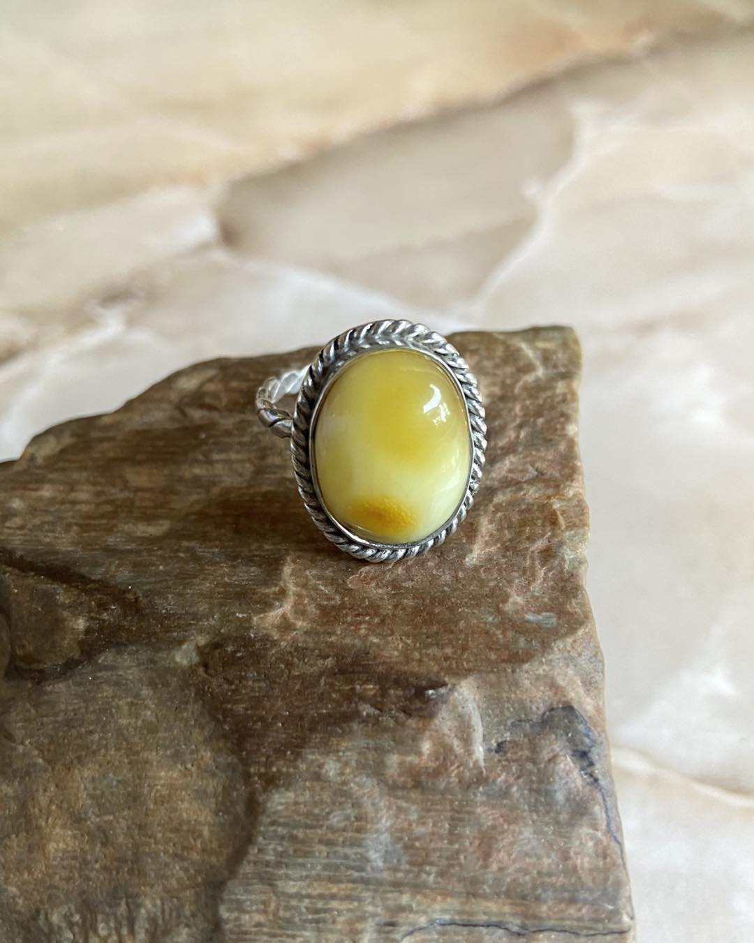 Amber Silver Ring