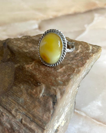 Amber Silver Ring