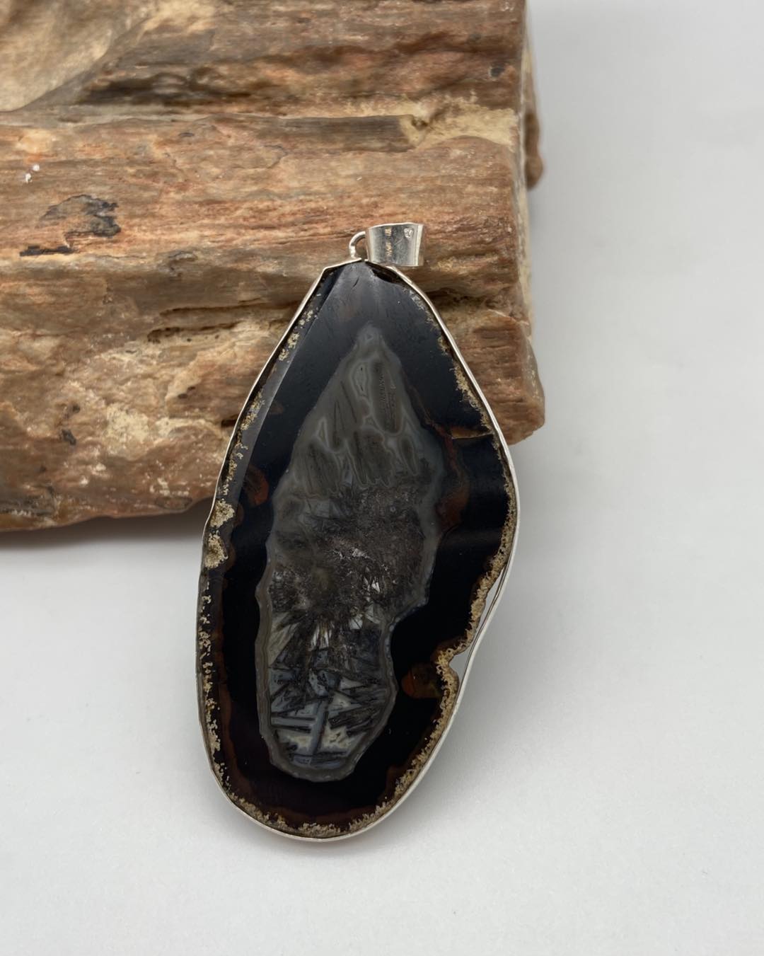 Black Agate (Onyx) Silver Pendant