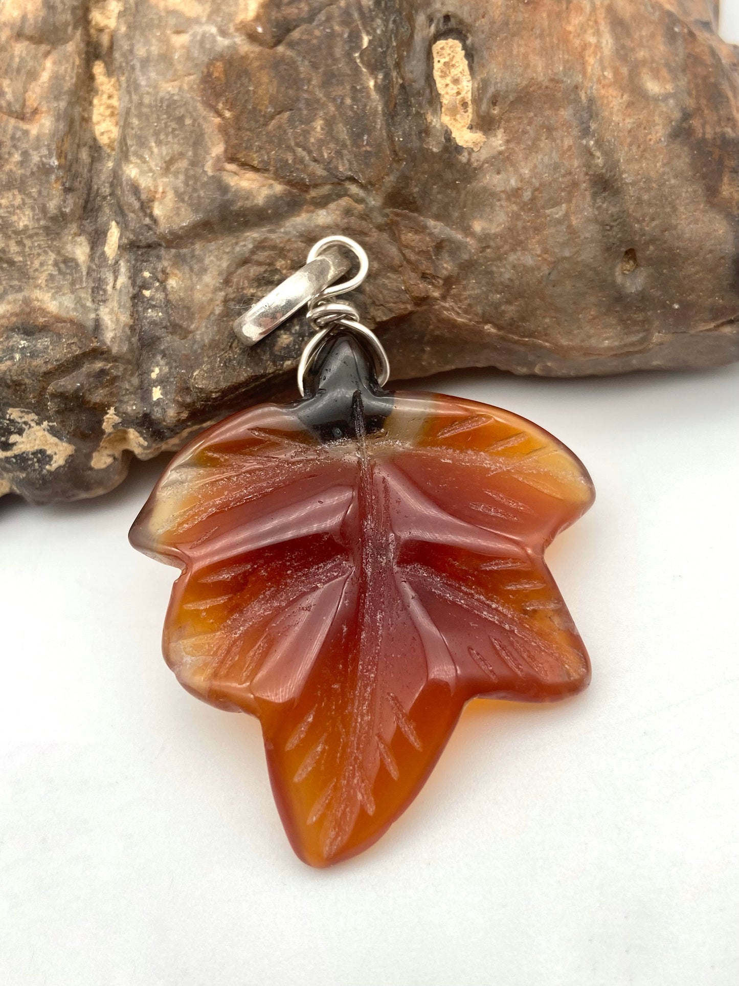 Carnelian Carved Silver Pendant