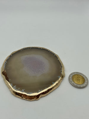Agate Coasters gold plates - Dokkana Gemstones