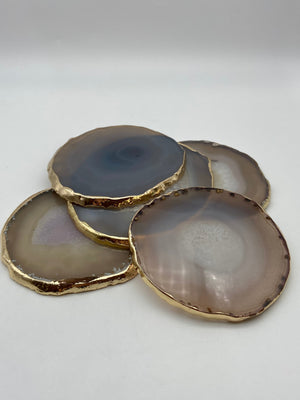 Agate Coasters gold plates - Dokkana Gemstones