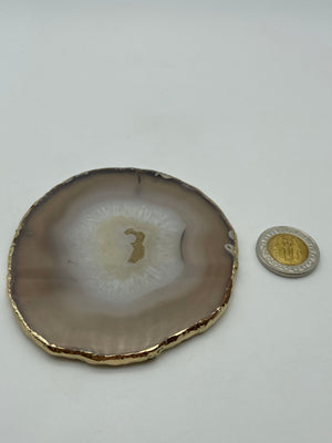 Agate Coasters gold plates - Dokkana Gemstones