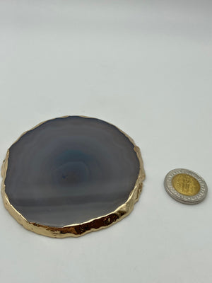 Agate Coasters gold plates - Dokkana Gemstones