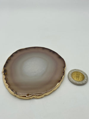 Agate Coasters gold plates - Dokkana Gemstones