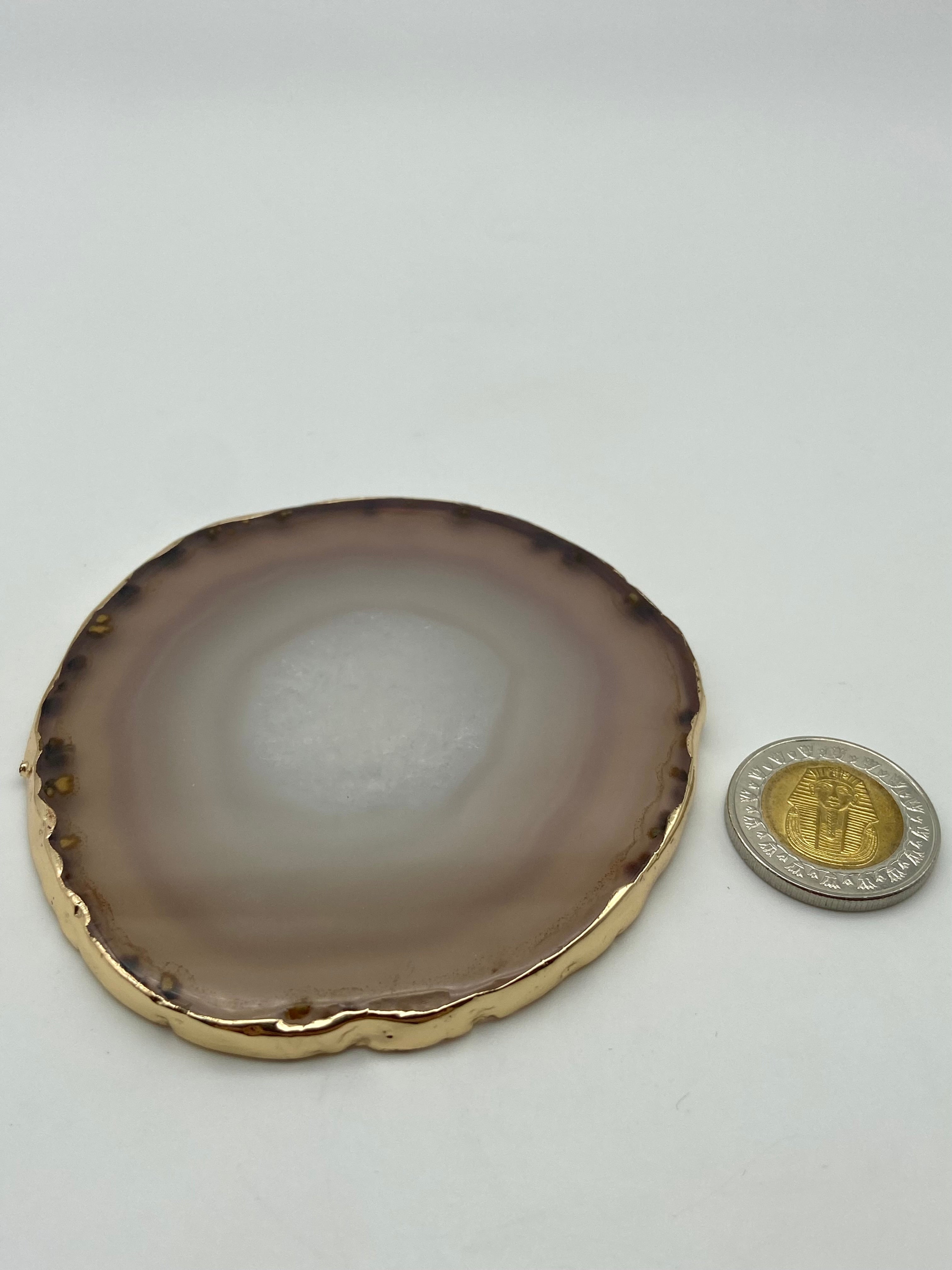 Agate Coasters gold plates - Dokkana Gemstones