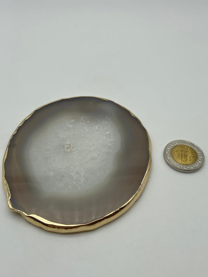 Agate Coasters gold plates - Dokkana Gemstones