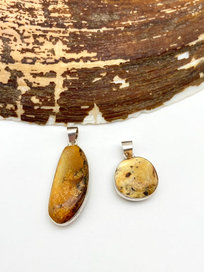 Amber Silver Pendants - Dokkana Gemstones