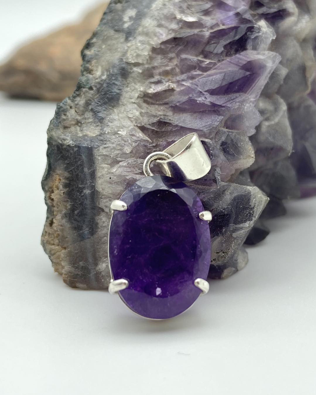 Amethyst Gemstones Silver Pendants - Dokkana Gemstones