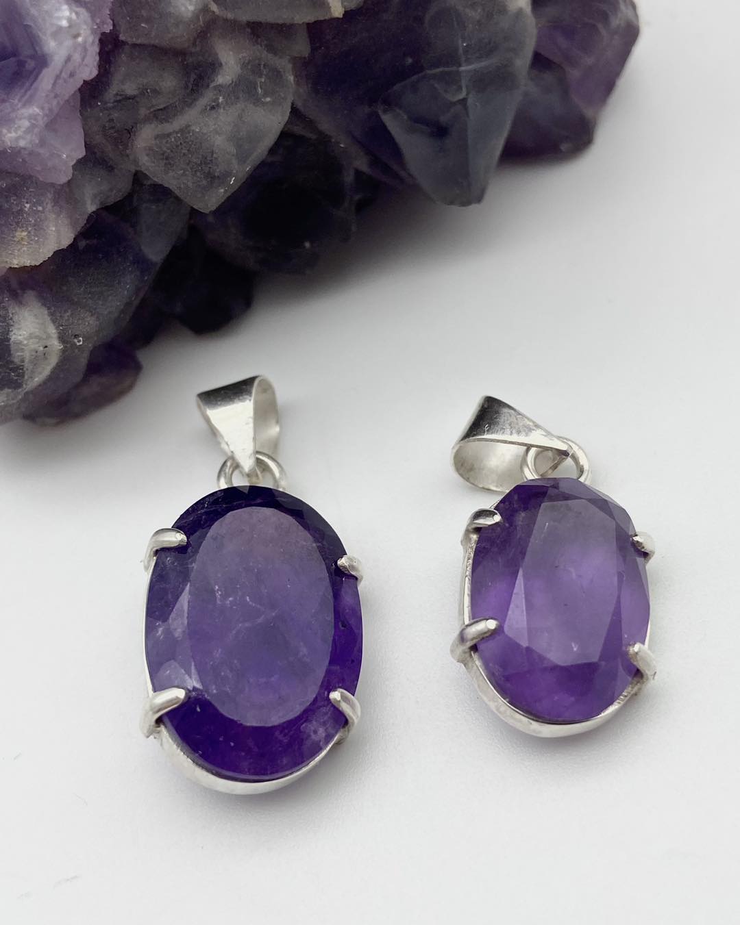 Amethyst Gemstones Silver Pendants - Dokkana Gemstones