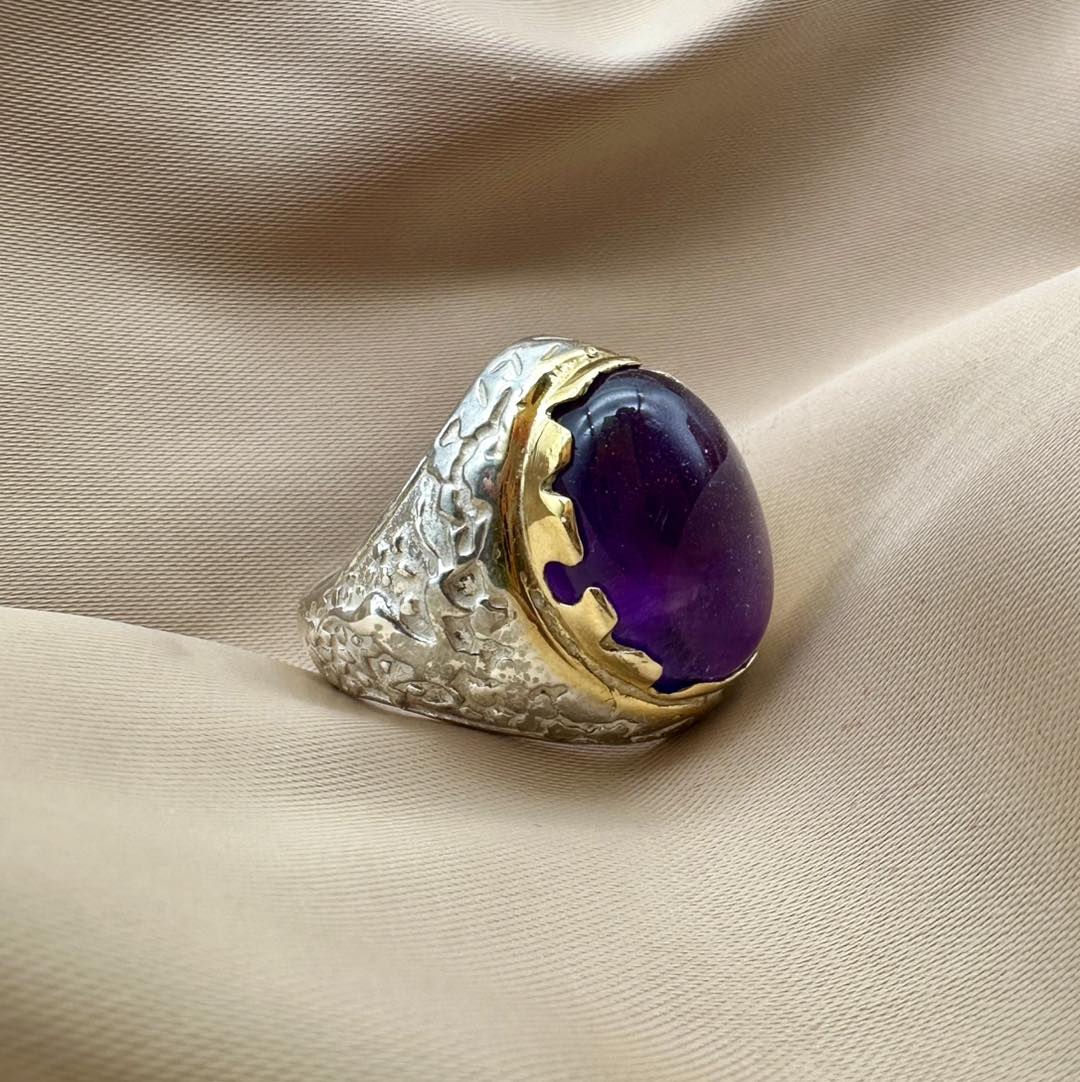 Amethyst Men Silver Ring - Dokkana Gemstones
