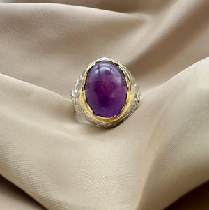 Amethyst Men Silver Ring - Dokkana Gemstones