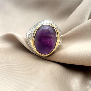 Amethyst Men Silver Ring - Dokkana Gemstones