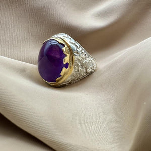 Amethyst Men Silver Ring - Dokkana Gemstones