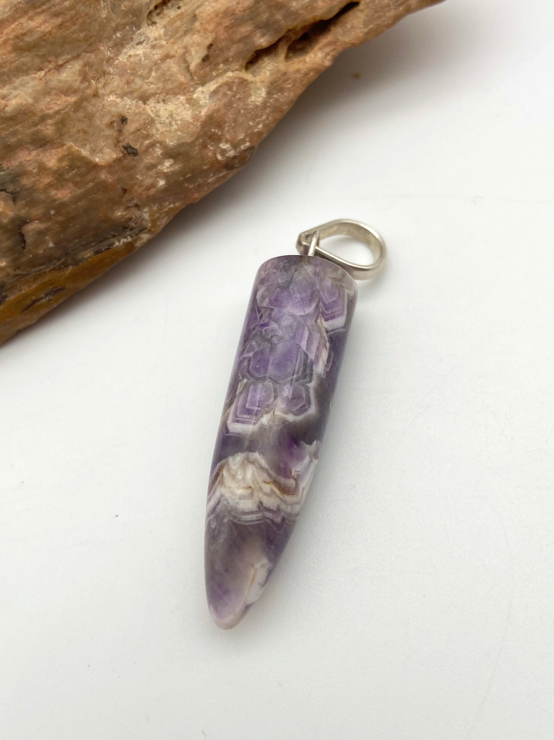 Amethyst Pendulum Silver Pendant - Dokkana Gemstones