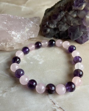 Amethyst & Rose Quartz Bracelet - Dokkana Gemstones