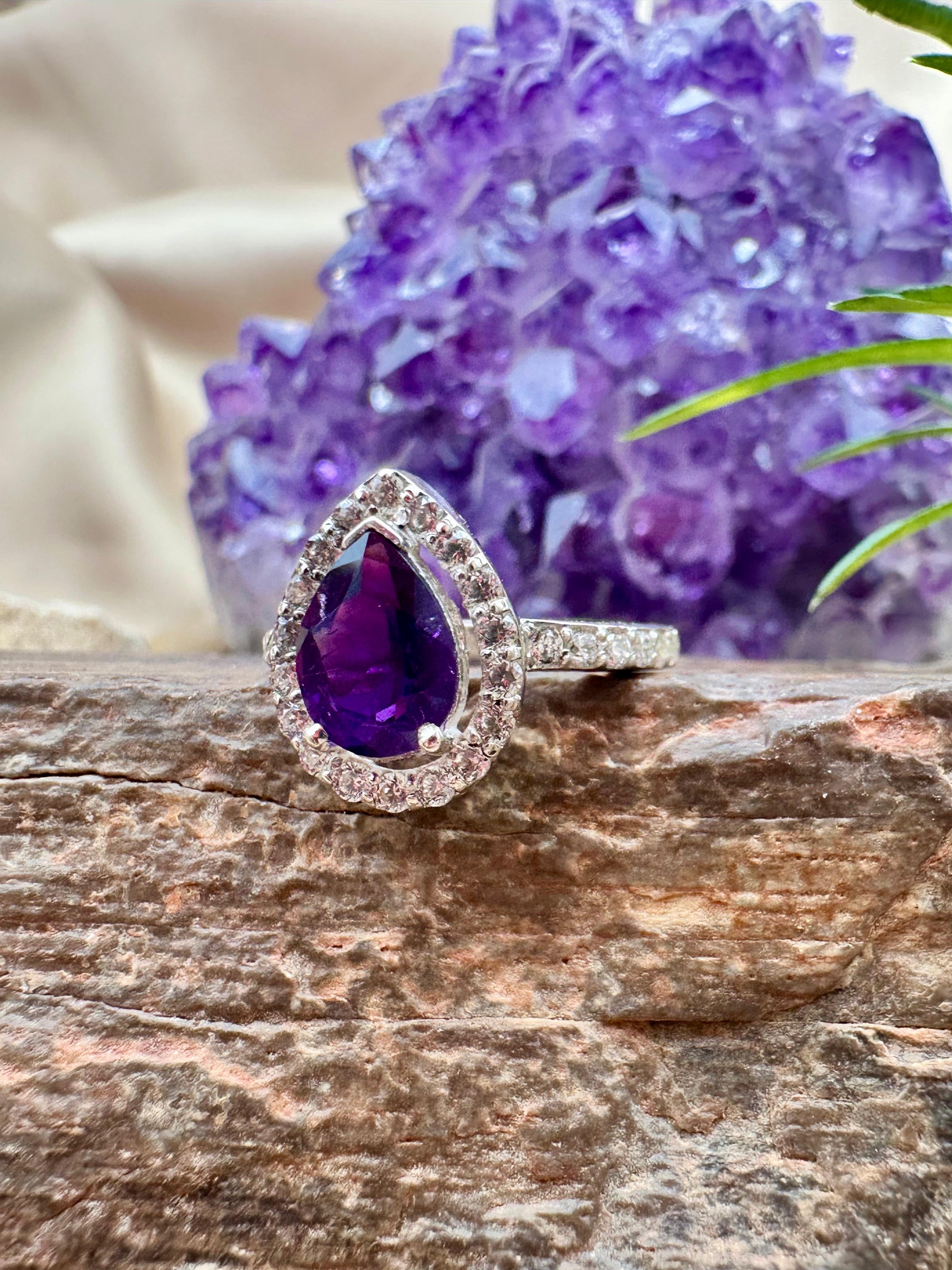 Amethyst Silver Ring - Dokkana Gemstones