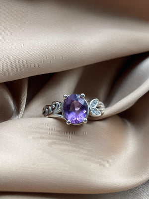 Amethyst Silver Ring - Dokkana Gemstones