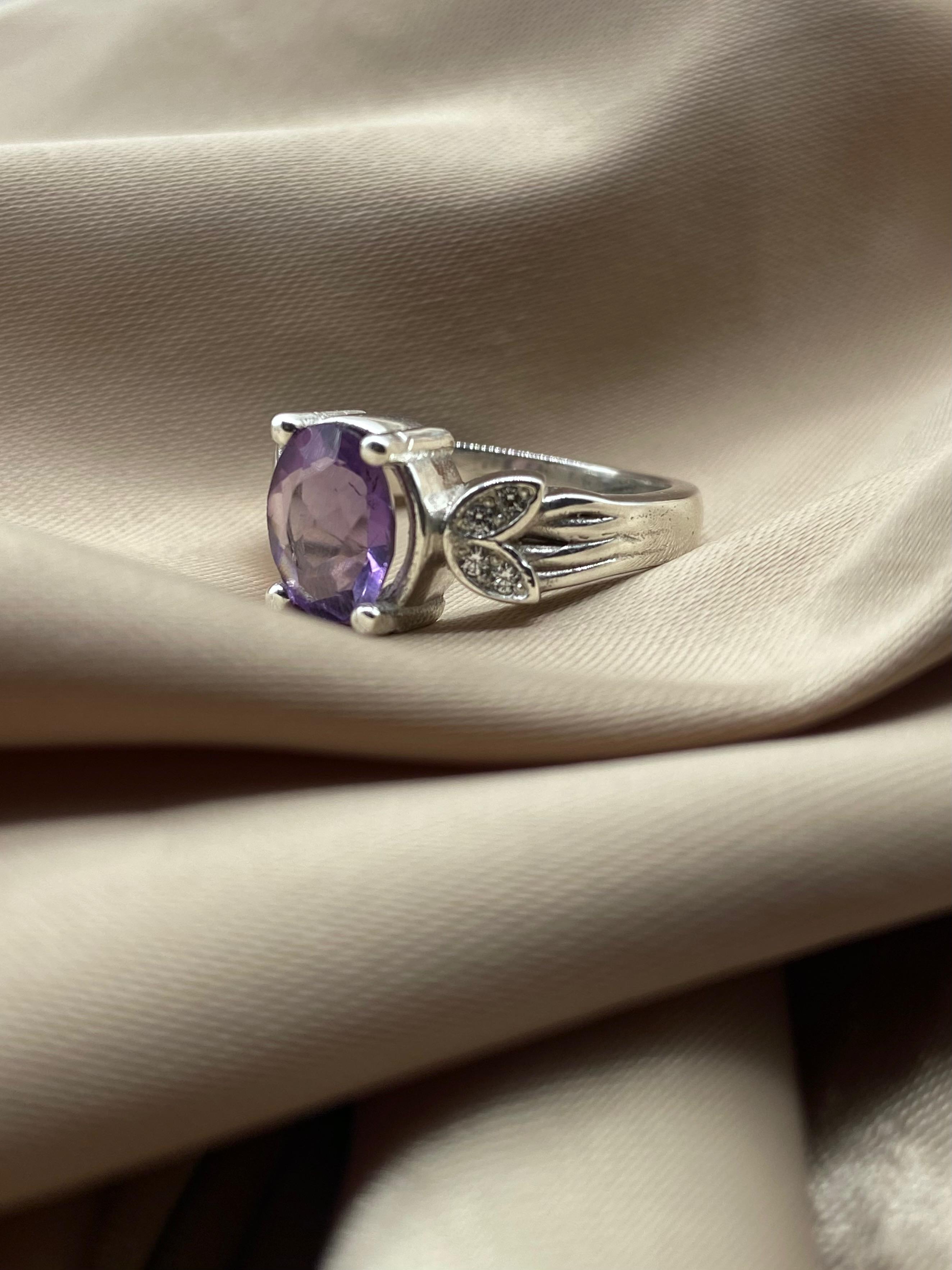 Amethyst Silver Ring - Dokkana Gemstones