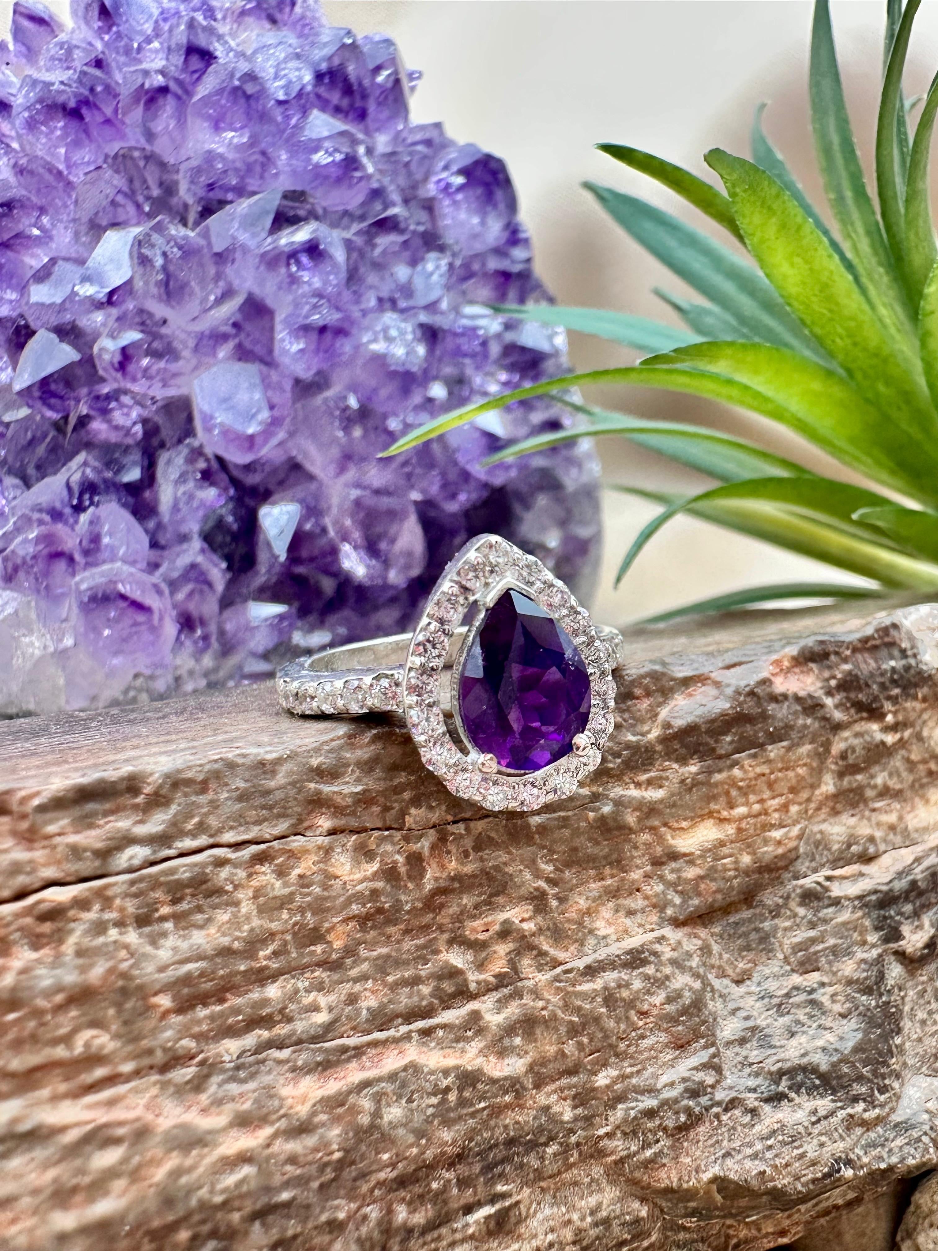 Amethyst Silver Ring - Dokkana Gemstones