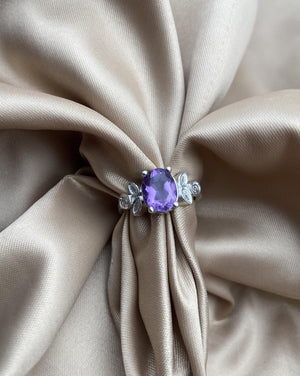 Amethyst Silver Ring - IGI certified - Dokkana Gemstones