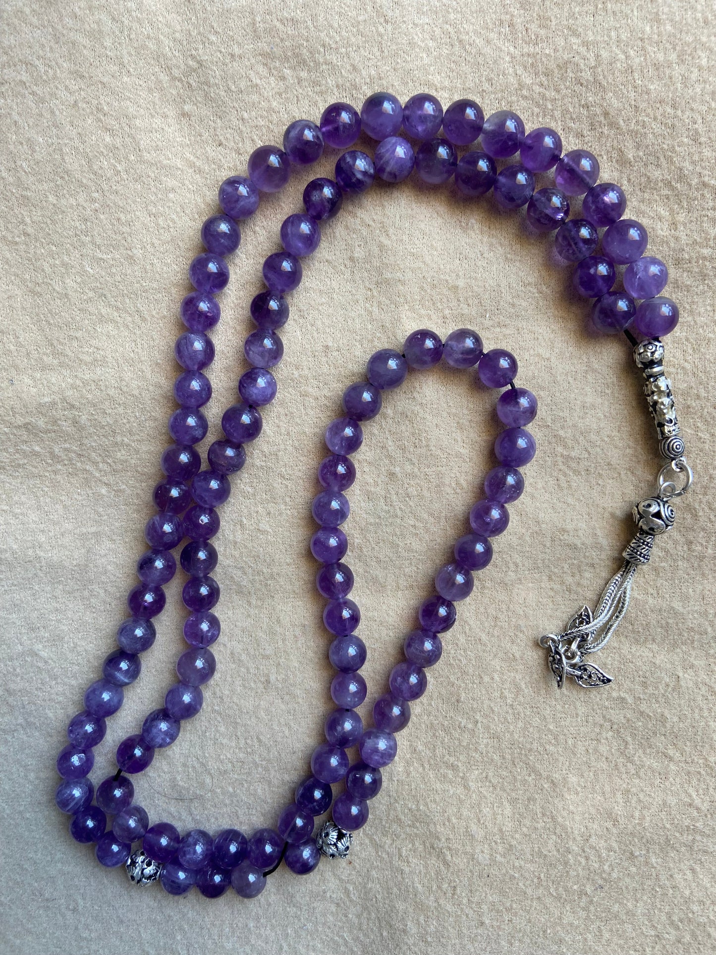 Amethyst Silver Rosary - Dokkana Gemstones