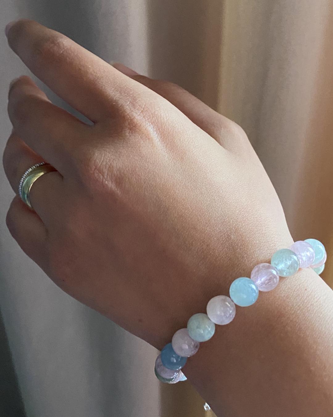 Aquamarine & Morganite Silver Bracelet - Dokkana Gemstones