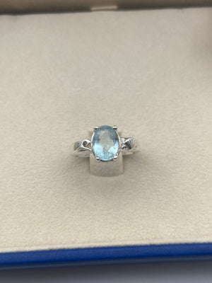 Aquamarine Silver Ring - IGI Certified - Dokkana Gemstones