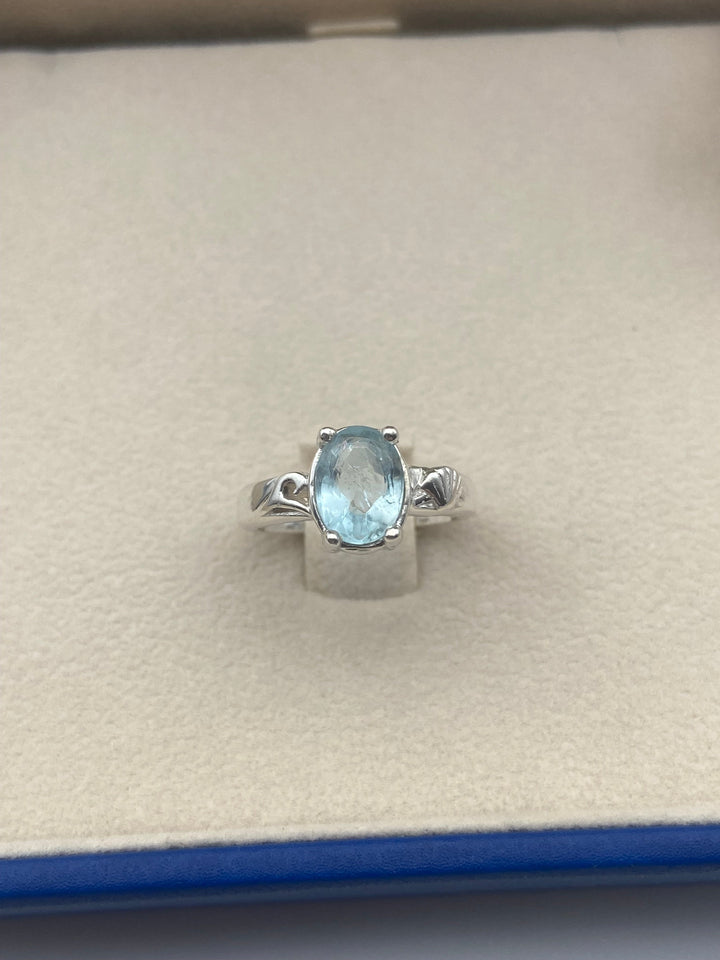 Aquamarine Silver Ring - IGI Certified - Dokkana Gemstones