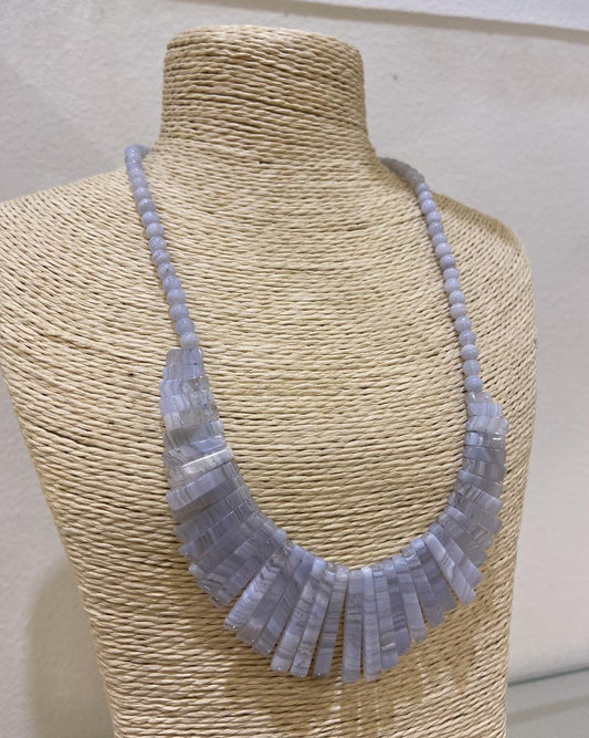 Blue Lace Agate Necklace - Dokkana Gemstones