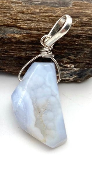 Blue Lace Agate Silver Pendants - Dokkana Gemstones