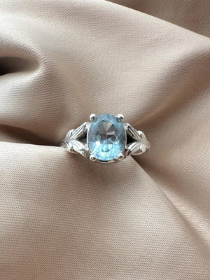 Blue Topaz Silver Ring - IGI Certified - Dokkana Gemstones