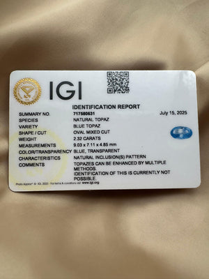 Blue Topaz Silver Ring - IGI Certified - Dokkana Gemstones