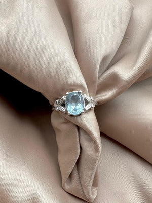 Blue Topaz Silver Ring - IGI Certified - Dokkana Gemstones