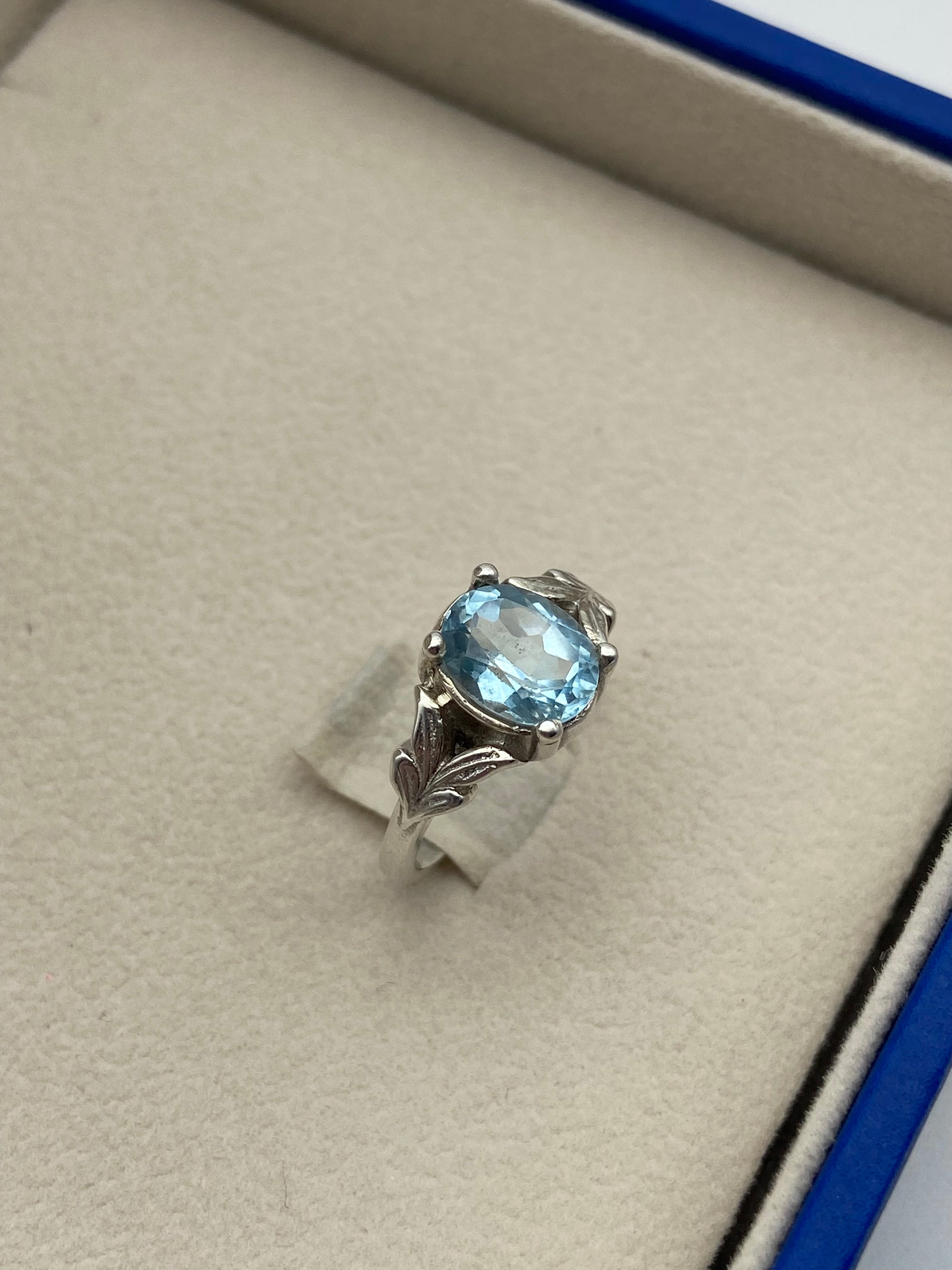 Blue Topaz Silver Ring - IGI Certified - Dokkana Gemstones