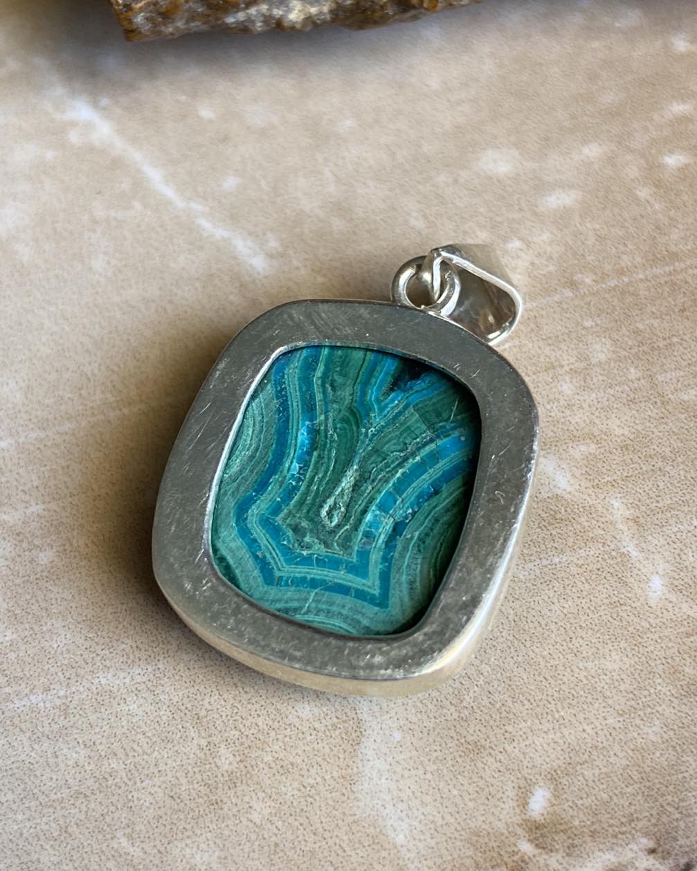 Chrysocolla Silver Pendant - Dokkana Gemstones