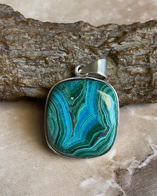 Chrysocolla Silver Pendant - Dokkana Gemstones