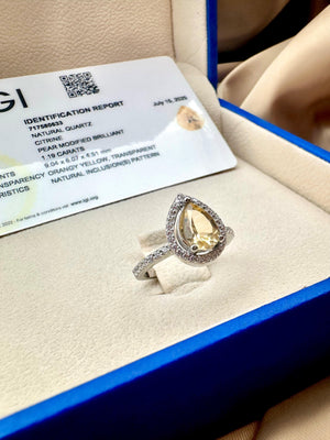 Citrine Silver Ring - IGI certified - Dokkana Gemstones